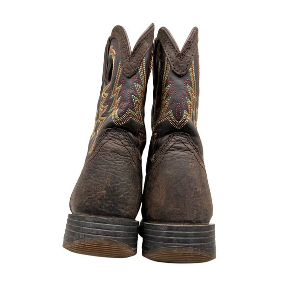 Durango Lil' Rebel Pro Brown Leather Square toe 8" Western Cowboy Boot Kids 2M - Picture 5 of 12